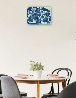 Foto 2 | Foto 2 | Cuadro Decorativo - Grabado En Madera Original Vintage Japonés -azul- Taguchi Tomoki - Abstracto - 28x36 - Fine Art Tj