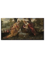 Cuadro Decorativo - El Hallazgo De Moisés (década De 1560)- Jacopo Tintoretto - Religión - 34x64-impresión En Lienzo-fine Art Tj