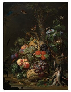 Foto 1 | Foto 1 | Cuadro Decorativo - Naturaleza Muerta Con Frutas, Peces Y Un Nido.- Abraham Mignon - Floral - 69x92 - Fine Art Tj