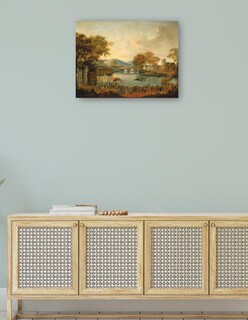 Foto 4 | Foto 4 | Cuadro Decorativo - Procesión Junto A Un Lago, Siglo Xix- Chinese Qing Dynasty - Paisaje - 69x92-impresión En Lienzo-fine Art Tj