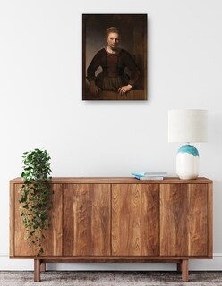 Foto 2 | Foto 2 | Cuadro Decorativo - Mujer Joven En Una Media Puerta Abierta (1645)- Rembrandt Van Rijn - Fotografía - 28x36 - Fine Art Tj