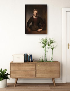 Foto 3 | Foto 3 | Cuadro Decorativo - Mujer Joven En Una Media Puerta Abierta (1645)- Rembrandt Van Rijn - Fotografía - 28x36 - Fine Art Tj