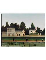 Cuadro Decorativo - Paisaje Y Cuatro Pescadores (paysage Et Quatre Pêcheurs À La Ligne)- Henri Rousseau - 77x102 - Fine Art Tj