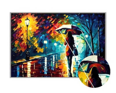 Foto 3 | Foto 3 | Cuadro Decorativo Entelado Mujer Caminando en un Día Lluvioso 60X90cm