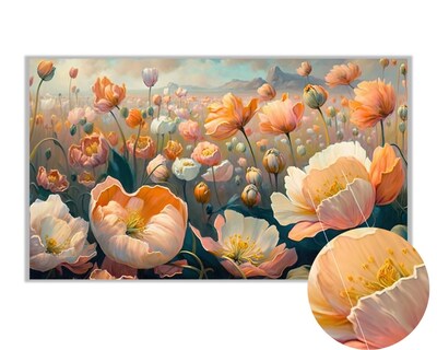 Foto 3 | Foto 3 | Cuadro Decorativo Entelado 70x120cm Campo de Flores con Cielo y Abeja Arte Generativo Lleno de Vida