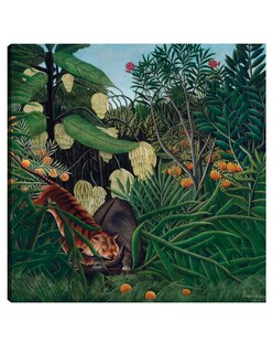 Foto 1 | Foto 1 | Cuadro Decorativo - Lucha Entre Un Tigre Y Un Búfalo (1908)- Henri Rousseau - Animales - 89x89 - Impresión En Lienzo-fine Art Tj