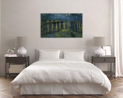 Foto 2 | Foto 2 | Cuadro Decorativo Entelado 70X120cm Noche Estrellada sobre el Ródano, Obra Maestra de Van Gogh