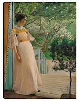 Cuadro Decorativo - En Las Ventanas Francesas. La Esposa Del Artista- Laurits Andersen Ring - Fotografía - 77x102 - Fine Art Tj