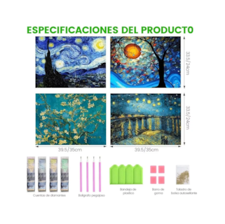 Foto 2 | Foto 2 | Cuadro Decorativo Pintura Diamante 5d 4 Set Multicolor