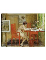 Cuadro Decorativo - El Modelo Escribiendo Una Postal (1906)- Carl Larsson - 28x36 - Impresión En Lienzo - Fatj
