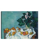 Cuadro Decorativo - Naturaleza Muerta Con Manzanas Y Una Maceta De Prímulas - Paul Cézanne - 28x36 - Impresión En Lienzo - Fatj