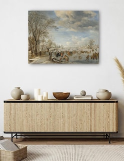 Foto 5 | Foto 5 | Cuadro Decorativo - Invierno En Holanda: Escena De Patinaje- Aert Van Der Neer - 28x36 - Impresión En Lienzo - Fine Art Tj