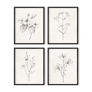 Foto 1 | Foto 1 | Arte De Pared Haus And Hues Gris Floral Vintage Juego De 4 Con Marco - Venta Internacional.