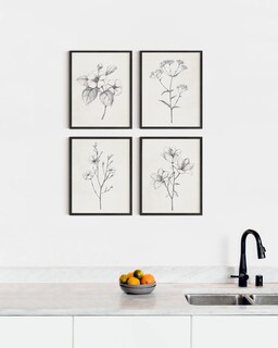 Foto 5 | Foto 5 | Arte De Pared Haus And Hues Gris Floral Vintage Juego De 4 Con Marco - Venta Internacional.