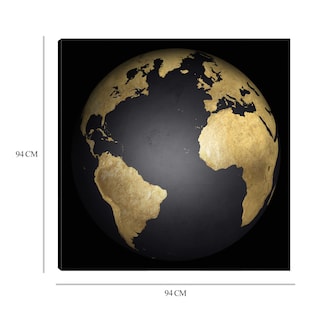 Foto 6 | Foto 6 | Cuadro Decorativo Fine Art Tj Globo Terráqueo Dorado y Negro Belle Maison