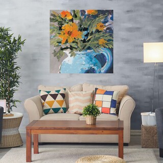 Foto 2 | Foto 2 | Cuadro Decorativo - Margaritas Naranjas En Jarrón Azul - Jane Slivka  - Arte Floral - Impresión En Lienzo - Fine Art Tj