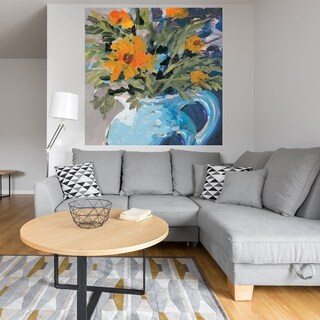 Foto 4 | Foto 4 | Cuadro Decorativo - Margaritas Naranjas En Jarrón Azul - Jane Slivka  - Arte Floral - Impresión En Lienzo - Fine Art Tj