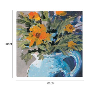 Foto 6 | Foto 6 | Cuadro Decorativo - Margaritas Naranjas En Jarrón Azul - Jane Slivka  - Arte Floral - Impresión En Lienzo - Fine Art Tj