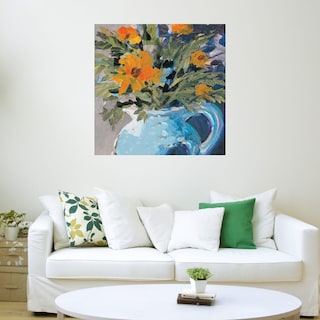 Foto 3 | Foto 3 | Cuadro Decorativo - Margaritas Naranjas En Jarrón Azul - Jane Slivka - Arte Floral - Impresión En Lienzo - Fine Art Tj