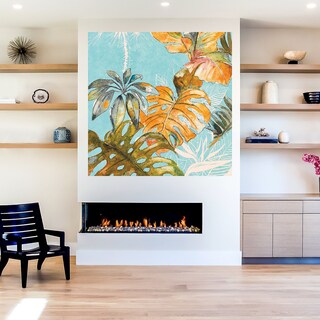 Foto 5 | Foto 5 | Cuadro Decorativo Fine Art Tj Selva de Palmas Sobre Azul I Patricia Pinto Arte Floral Impresión en Lienzo