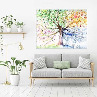 Foto 2 | Foto 2 | Cuadro Arbol De Colores Acuarela Canvas  4 Estaciones 100x80