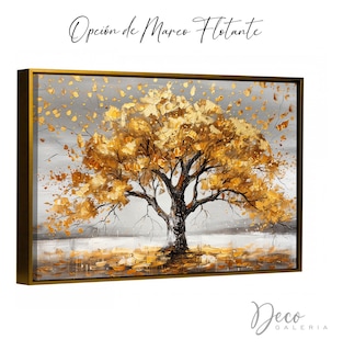 Foto 2 | Foto 2 | Cuadro Árbol Dorado Flores Blancas Hd Canvas Grueso 110x70cm