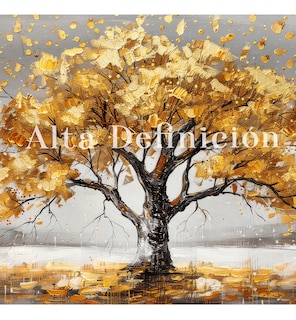 Foto 3 | Foto 3 | Cuadro Árbol Dorado Flores Blancas Hd Canvas Grueso 110x70cm