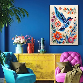 Foto 5 | Foto 5 | Cuadro Colibrí Arte Mexicano Colorido Canvas Con Bastidor Color Colibrí Mexicano
