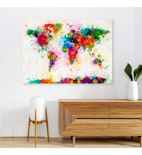 Foto 3 | Foto 3 | Cuadro Cavas Mapa Mundi Mundo Moderno Splash Acuarela Lienzo No Sitetico Montado En Bastidor Reforzado Tipo Galería
