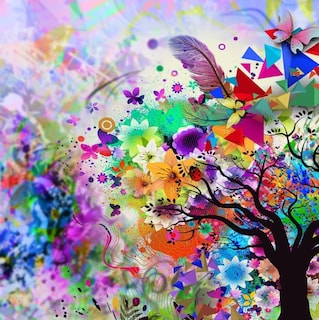 Foto 3 | Foto 3 | Cuadro Moderno Canvas Abstracto Arbol De La Vida Colores
