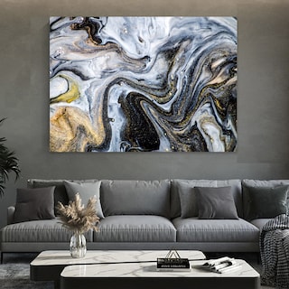 Foto 1 | Foto 1 | Cuadro Abstracto Decorativo Mármol Azul Lienzo Canvas No Sintetico Moderno Estilo Galeria Opcion De Enmarcado