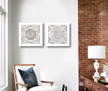 Foto 2 | Foto 2 | Set 2 Cuadros Canvas Minimalistas Mandalas Zen Modernos Montados En Bastidor De Madera Estilo Galeria