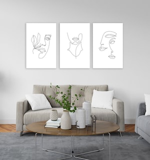 Foto 4 | Foto 4 | Set Cuadros Decorativos Rostros Lineal Minimalista Moderno