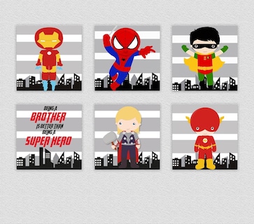 Foto 5 | Foto 5 | Set 6 Cuadros Superheroes Bebé Niños Batman Spiderman Y Más