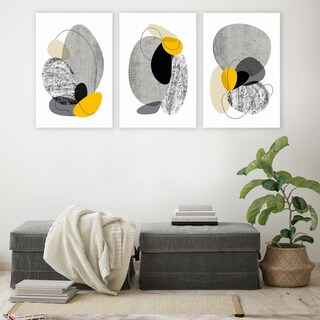 Foto 1 | Foto 1 | Set Cuadros Decorativos Abstractos Amarillo Gris Canvas Mate
