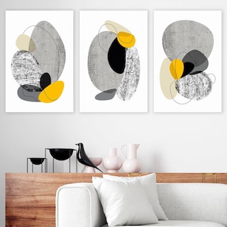 Foto 2 | Foto 2 | Set Cuadros Decorativos Abstractos Amarillo Gris Canvas Mate
