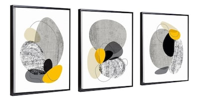Foto 4 | Foto 4 | Set Cuadros Decorativos Abstractos Amarillo Gris Canvas Mate