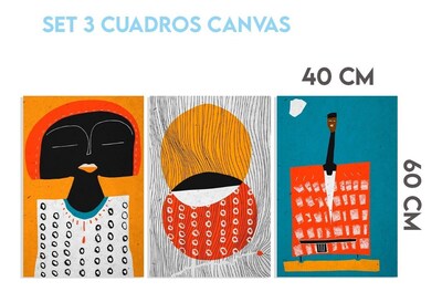 Foto 5 | Foto 5 | Set Cuadros Africanas Abstracto Moderno En Canvas Minimalist