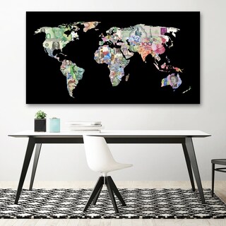 Foto 5 | Foto 5 | Cuadro Canvas Mapa Del Dinero Billetes Del Mundo Money Hd Lienzo Tipo Galeria Montado En Bastidor Opcion De Enmarcado Co