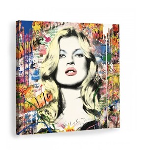 Foto 1 | Foto 1 | Cuadro Canvas Grafitti Arte Banksy Brainwash Kate Moss