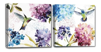 Foto 1 | Foto 1 | Cuadros En Lienzo Canvas Colibrí Y Flores Acuarela Set 2 Pz