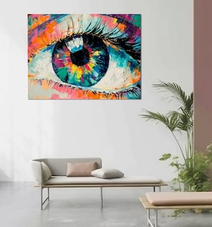 Foto 4 | Foto 4 | Cuadro Decorativo Canvas Pintura Al Oleo Impresa, Ojo Color Color Negro Armazón Bastidor De Madera