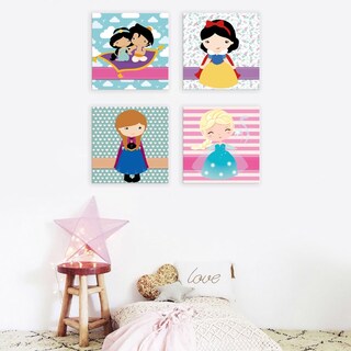 Foto 3 | Foto 3 | Set 4 Cuadros Princesas Disney Bebé En Lienzo Canvas