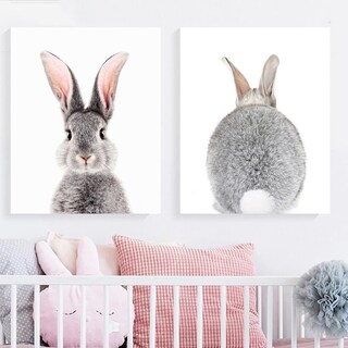 Foto 3 | Foto 3 | Set Cuadros Canvas Infantil Decoración Cuarto Bebé Conejito