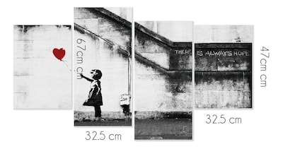 Foto 3 | Foto 3 | Cuadro Banksy Girl Red Balloon Arte Moderno Lienzo Canvas Color Gris