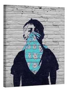 Foto 2 | Foto 2 | Cuadro Banksy Distanciamiento Social En Canvas Graffiti