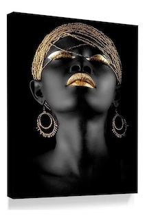Foto 1 | Foto 1 | Cuadro Canvas Decorativo Mujer Africana Turbante Dorado Hd Color Serenity