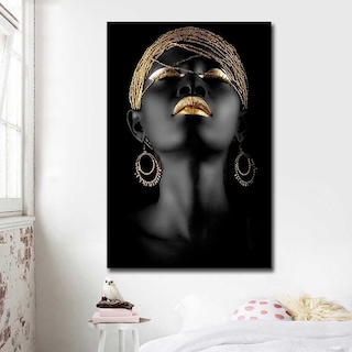 Foto 2 | Foto 2 | Cuadro Canvas Decorativo Mujer Africana Turbante Dorado Hd Color Serenity