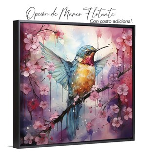 Foto 1 | Foto 1 | Cuadro Canvas Colibrí Floral Mariposa 55x55 Cm.