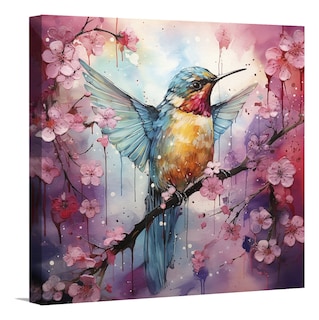Foto 2 | Foto 2 | Cuadro Canvas Colibrí Floral Mariposa 55x55 Cm.